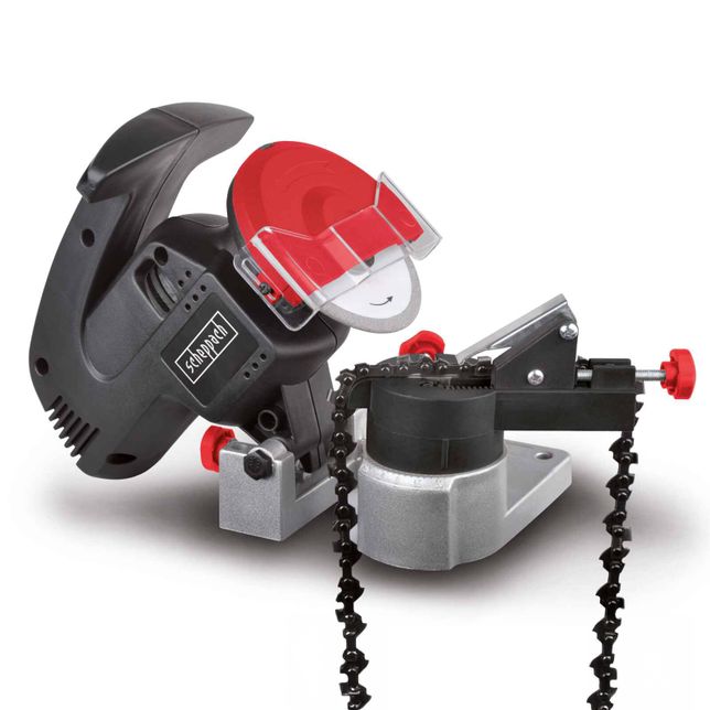 Chain sharpener by Scheppach. Ideal for precisely sharpening chainsaw chains.